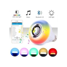 Bluetooth Hoparlör Led Ampül Beyaz Lamba Ve Rgb 16 Renkli Ampul Çok Renkli