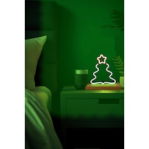 Yılbaşına Özel Çam Ağacı Figürlü Çift Renk Neon Gece Lambası Çok Renkli