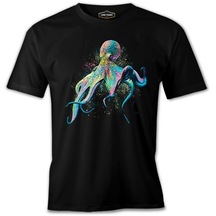 Colorful Octopus Siyah Erkek Tshirt 001