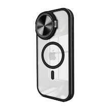 Newface Apple İphone 15 Pro Max Kılıf Teleskop Lens Magsafe Silikon Kapak - Siyah