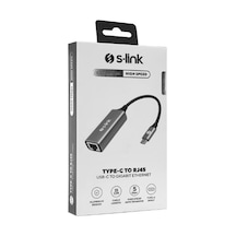 S-link Sw-u336 Gri Metal Type-c To Rj45 10-100-1000mbps Gigabit Adaptör