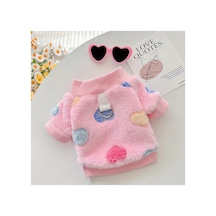 Kedi Ve Köpek İçin Flanel Kumaştan Tasma Bağlama Halkalı Pembe Kazak