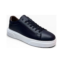 Brt Lf-050-26 Hakiki Baskı Deri Anatomik Erkek Sneaker Lacivert Beyaz