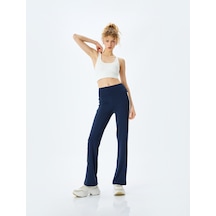 Koton Normal Bel İspanyol Paça Slim Fit Spor Tayt Lacivert 5wak40321nk Lacivert