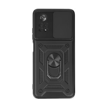 Poco X4 Pro 5g Kılıf Pars Lens Yüzüklü Silikon - Siyah Bz8683140441241