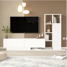 Forte Tv Ünitesi Kapaklı Kitaplık Raf Beyaz For1-w Beyaz