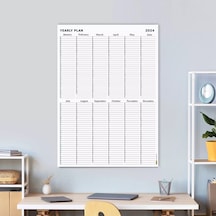 Yıllık Planlayıcı, Aylık Planlayıcı, 2027 Duvar Takvimi, Siyah Beyaz, Sade Minimalist Fonksiyonel