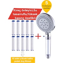 Truva 10 Adet Yedek Filtreli,kireç Önleyici Özellikli,su Tasarruflu Duş Gri