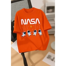 Nasa Baskılı Unisex Tshırt Turuncu