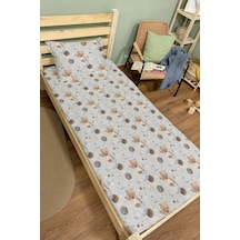 Organik Tek Kişilik Lastikli Çarşaf Seti - Uzayda Ayı Renkli