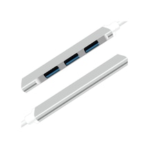 C-809 Macbook İle Uyumlu İçe Aktarım Alüminyum Gövde Type-c To 4 Usb Port 3.0 Splitter 5 Gbps Çevirici Hub Adaptör Gümüş .