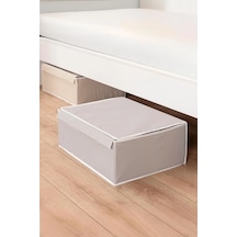 2 Adet Çok Amaçlı Kapaklı Düzenleyici Kutu Baza Hurç 50x40x19 Cm Gri-beyaz