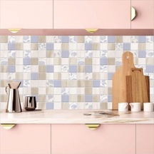 Mutfak Tezgah Arası Kendinden Yapışkanlı Folyo Kaplama Mozaik Taş Soft Desen 60cm X 100cm