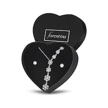 Forentina Beyaz Kar Tanesi Kolye Küpe Set  Ps1593