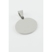 Yuvarlak - 730 - İsim Yazılabilir Çelik Kolye Ucu 2,5 Cm - Nazblsmm - Gümüş Rengi