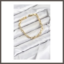Bezos Cm Kare Halka Model Gold Renk Pirinç Kadın Bileklik Nxrlvng