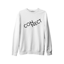 Connect With N Beyaz Erkek Kalın Sweatshirt