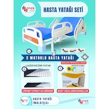 Emek Sağlık 2 Motorlu Hasta Karyolası + Lazer Kesim Yatak + Baklava Tipi Havalı Yatak