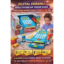 Dijital Ekranlı Sesli Oyuncak Yazar Kasa Gerçek Hesap Makineli Market Oyunu
