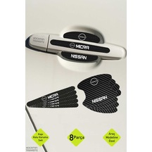 Premium Nissan Micra Karbon Desenli Kapı Kolu Koruyucu Seti Çizilmelere Karşı Dayanıklı 8 Parça