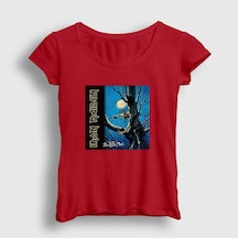 Presmono Kadın Fear Of The Dark Iron Maiden T-shirt Kırmızı