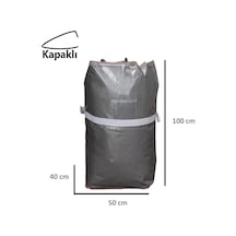 Branda Taşıma Çuvalı 50x40 100cm Kapaklı,Ipli ,Cepli 170gr. GÜMÜŞ