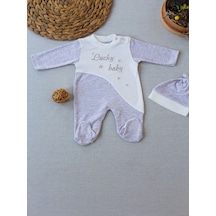 Veraura Lifestyle 0-3 3-6 Ay Lucky Baby Nakışlı Es Çizgi Boy Şapkalı Erkek Bebek Tulumu Kahvemelanj