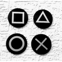Pleksi Playstation Bardak Altlığı Set Gümüş - Siyah