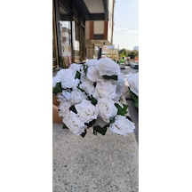 Rüzgar Yapay Çiçekçilik 12 Kafalı Beyaz Gül Beyaz