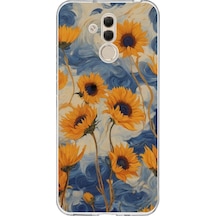 Huawei Mate 20 Lite Uyumlu Yıldızlı Ayçiçekleri Baskılı Silikon Kılıf Renkli