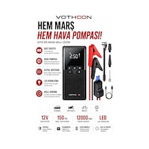 Vothoon12000 Mah Akıllı Akü Takviye Ve Dijital Hava Pompası Akım Korumalı