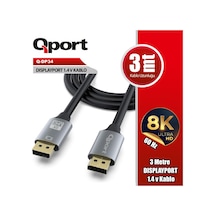 Qport Q-dp34 3m Displayport 1,4v Kablo