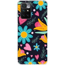 Xiaomi Redmi 10 İle Uyumlu 1mm Slim Fit Retro Renkler 1 Baskılı Şeffaf Kılıf Şeffaf
