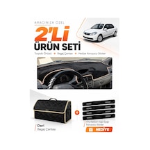 E-biz Renault Symbol Airbagli 2008-2011 Uyumlu Torpido Örtüsü + Deri Çanta - Siyah-bej - Re030