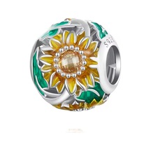 Fubena Güneş Ve Yaprak Kafes İşi Charm Gümüş