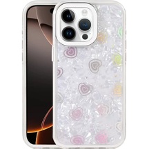 Newface Apple Apple iPhone Uyumlu  16 Pro Lumi Desenli Kapak - Beyaz Şeffaf