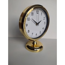 Altın Gold Renkli Metal Ofis Salon Masa Saati 25*20 cm B3