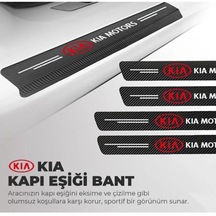 Kia Logolu Karbon Kapı Eşiği Koruyucu Bant Folyo 4'lü Set Sts Oto Aksesuar