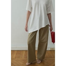 Suud Collection Ekru Asimetrik Oversize Tişört
