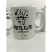 World's Best Granddaughter Kupa - En İyi Torun Komik Seramik Bardak Hediyesi 325ml Beyaz - Çok Renkli