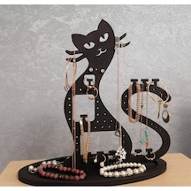 Takı Standı Kedi Figürlü Takı Küpe Standı Ahşap Takı Kutusu