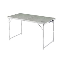 Haegs Portatif Kamp Masası, 3 Yükseklik Ayarlı, Katlanır Piknik Masası, Kolay Taşınabilir Alüminyum Masa - 120x60 - Kumaş Desenli Kahverengi
