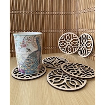 Ahşap Bardak Altlığı Model 1 (6'lı Set - 10 CM - 4Mm Kavak)