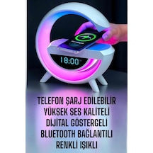Bluetooth Hoparlör Dijital Göstergeli Wireless Şarj Rgb Işıklı Beyaz