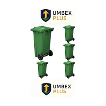 Umbex 5 Adet Plastik Çöp Konteynerı Çöp Kovası 120 Lt Isıya Karşı Dayanıklı 5 Adet Yeşil