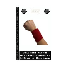 Delux Serisi Hvl-red Havlu Bileklik Kırmızı 12 Li Basketbol Koşu Kadın