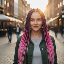 Afrika Örgüsü Ve Rasta İçin Sentetik Ombreli Saç - Koyu Pembe / Pembe / Açık Pembe