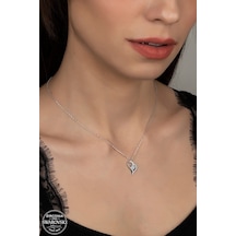 Union Swarovski Zirconia Kadın Kalp Pırlanta Montür Gümüş Kolye (550094809)