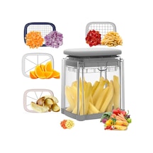 Xuweiwei Gri 1 Set 4 Dilim Sebzeli Cirpici Paslanmaz Celik Bicaklarla Cok Fonksiyonlu Mutfak Aracı Sebze Patates Sogan Meyve Ve Sebze Cirpma İcin Evde Yemek Pisirme 1 Parça