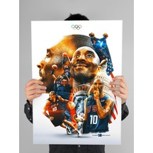 Kobe Bryant Usa Poster 60x90cm Nba Basketbol Afiş - Kalın Poster Kağıdı Dijital Baskı